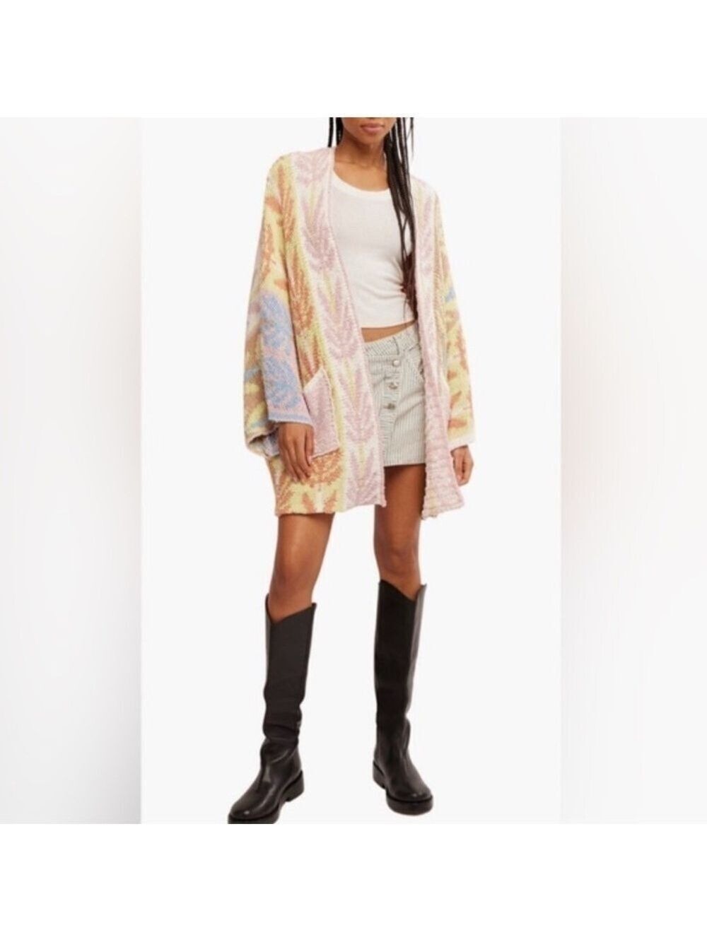 NWT Rare 🔥 Free People Mallorca Open Front Cardigan Size L - Picture 3 of 12